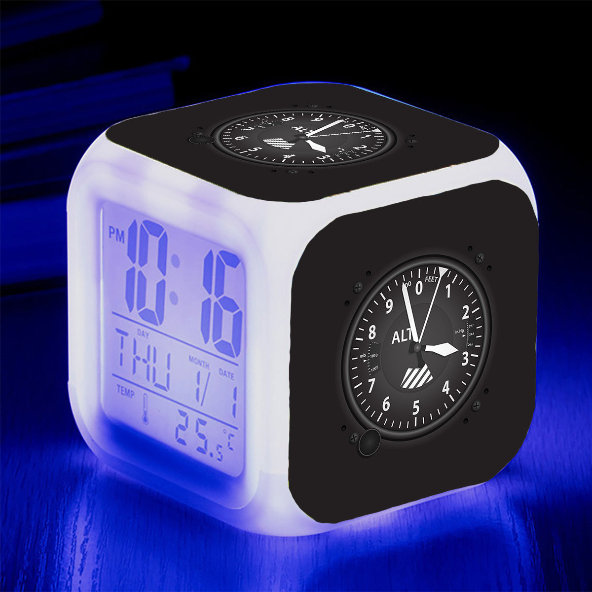 Airplane Instruments-Altitude Designed "7 Colour" Digital Alarm Clock