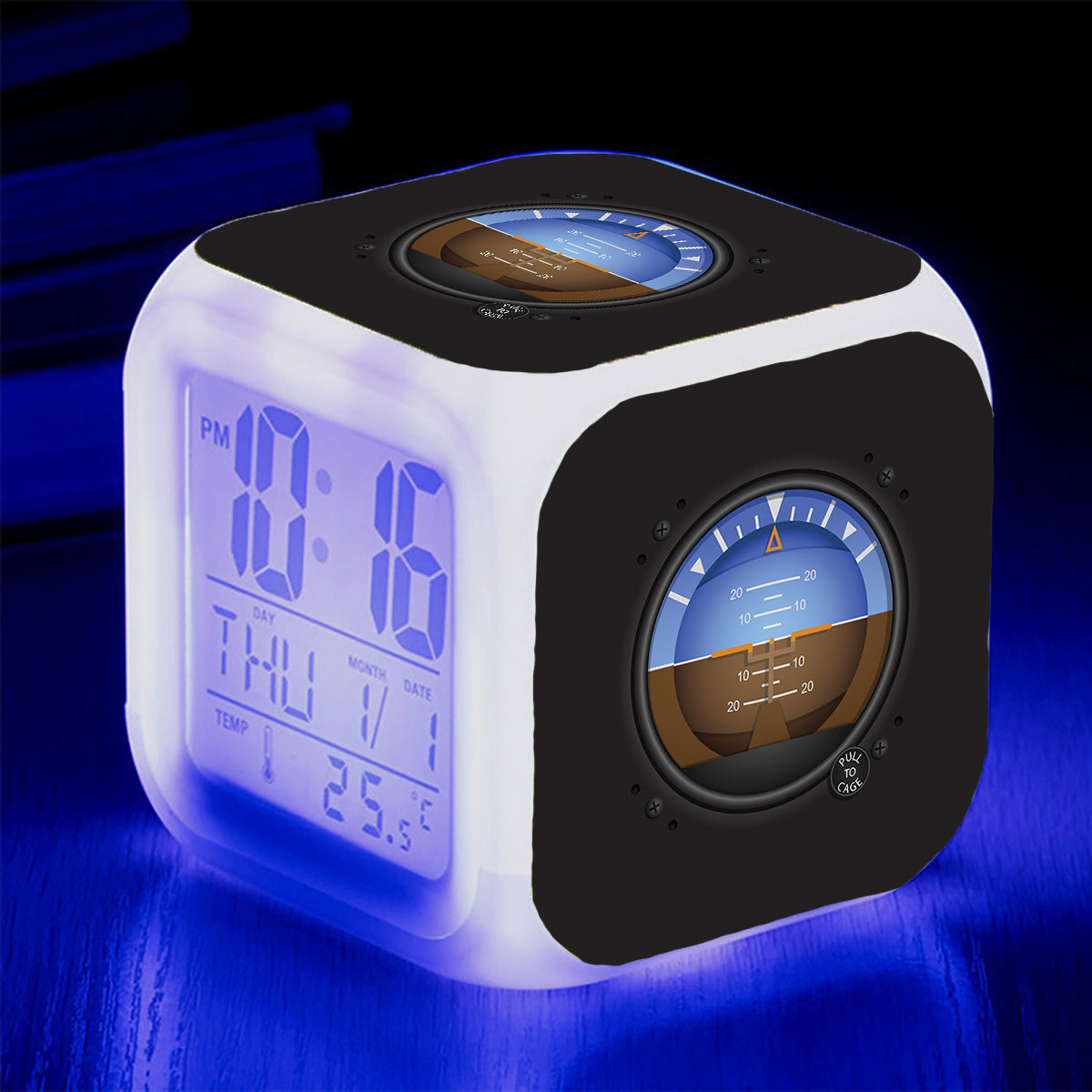 Airplane Instruments-Gyro Horizon Designed "7 Colour" Digital Alarm Clock
