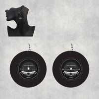 Thumbnail for Airplane Instruments-Turn Coordinator Designed Wooden Drop Earrings