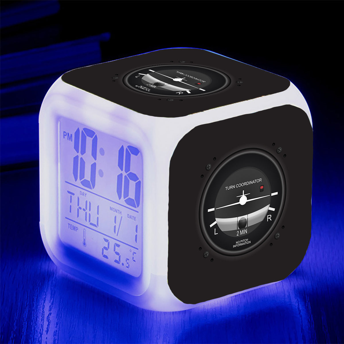 Airplane Instruments-Turn Coordinator Designed "7 Colour" Digital Alarm Clock