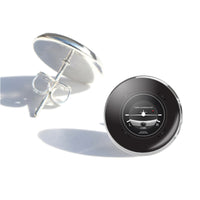 Thumbnail for Airplane Instruments-Turn Coordinator aviation stud earrings, stainless steel body with engraved detail.