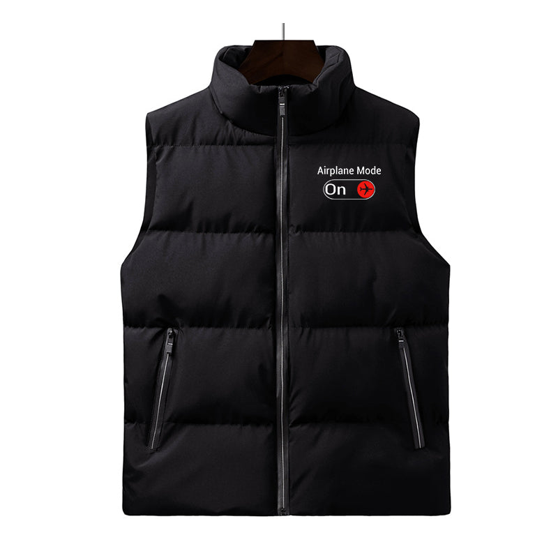 Airplane Mode On Designed Puffy Vests