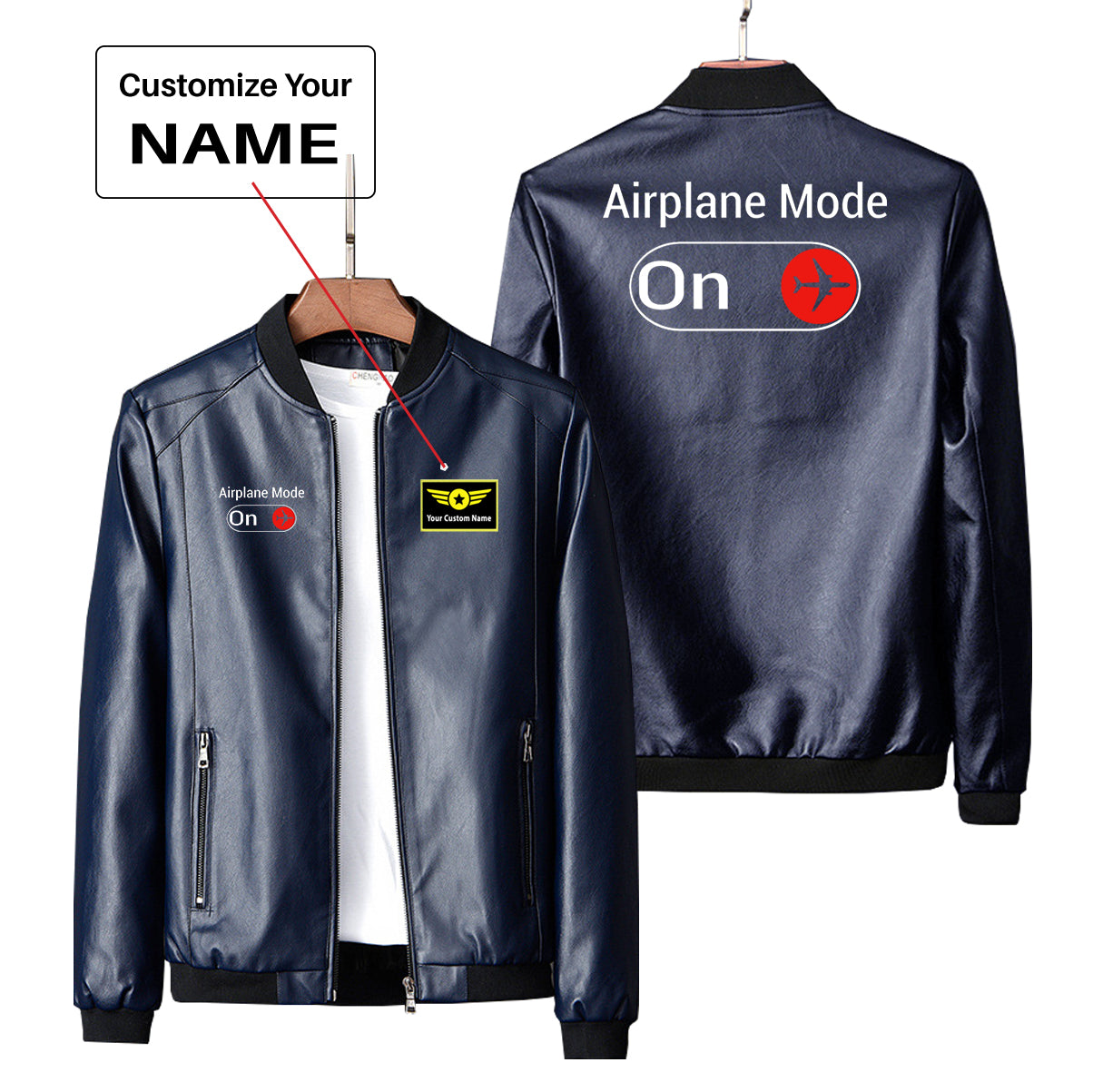Airplane Mode On Designed PU Leather Jackets