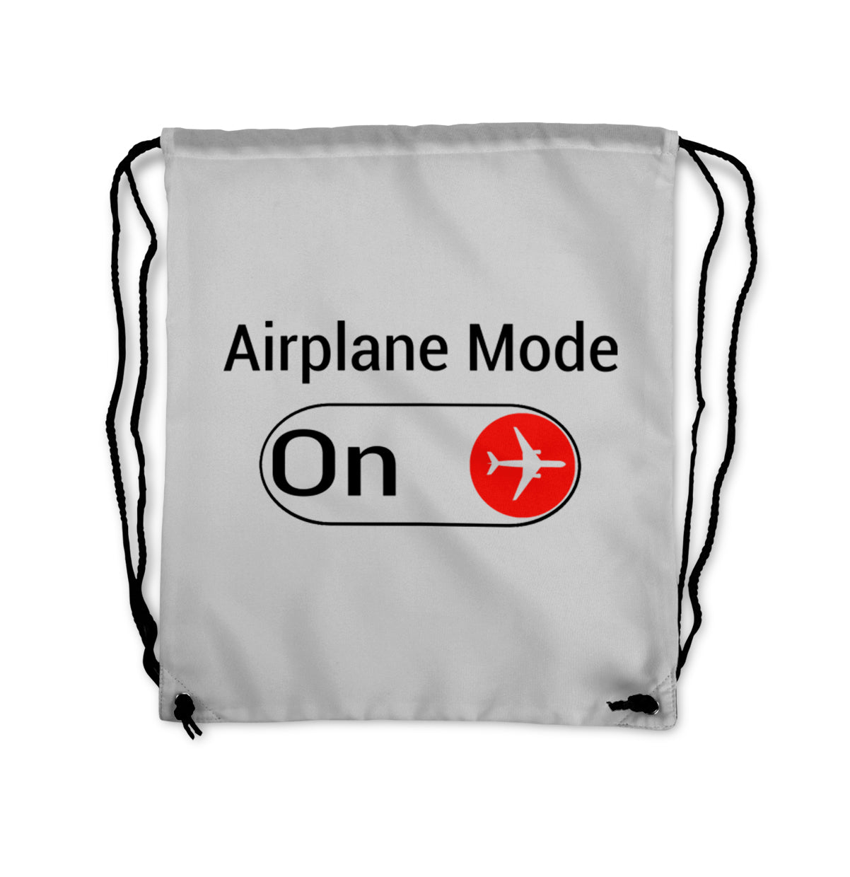 Airplane Mode On Designed Drawstring Bags