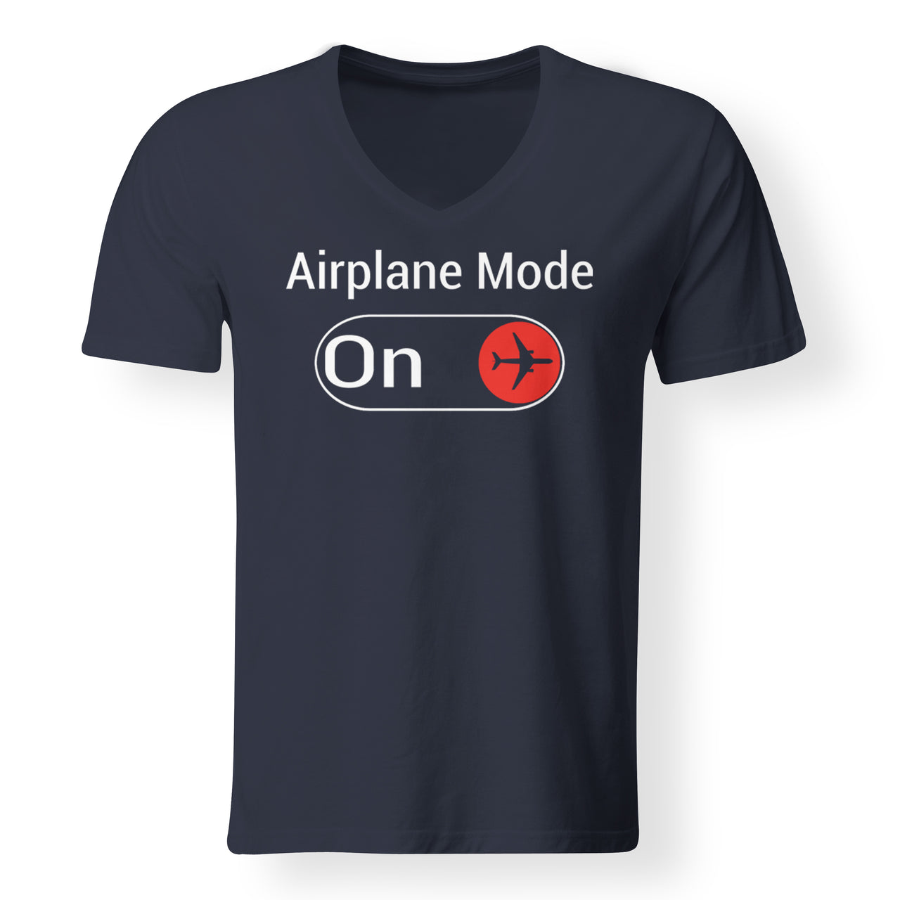 Airplane Mode On Designed V-Neck T-Shirts