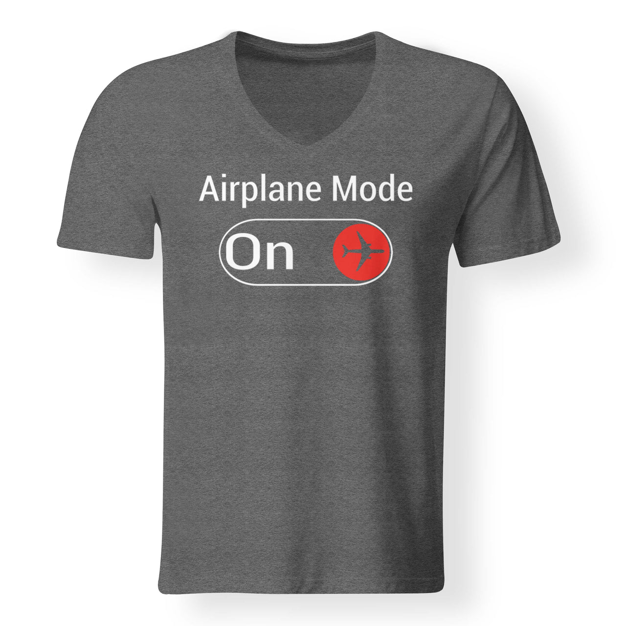 Airplane Mode On Designed V-Neck T-Shirts