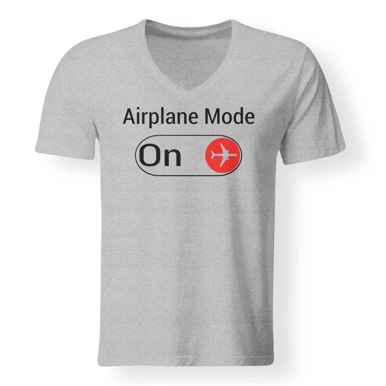 Airplane Mode On Designed V-Neck T-Shirts