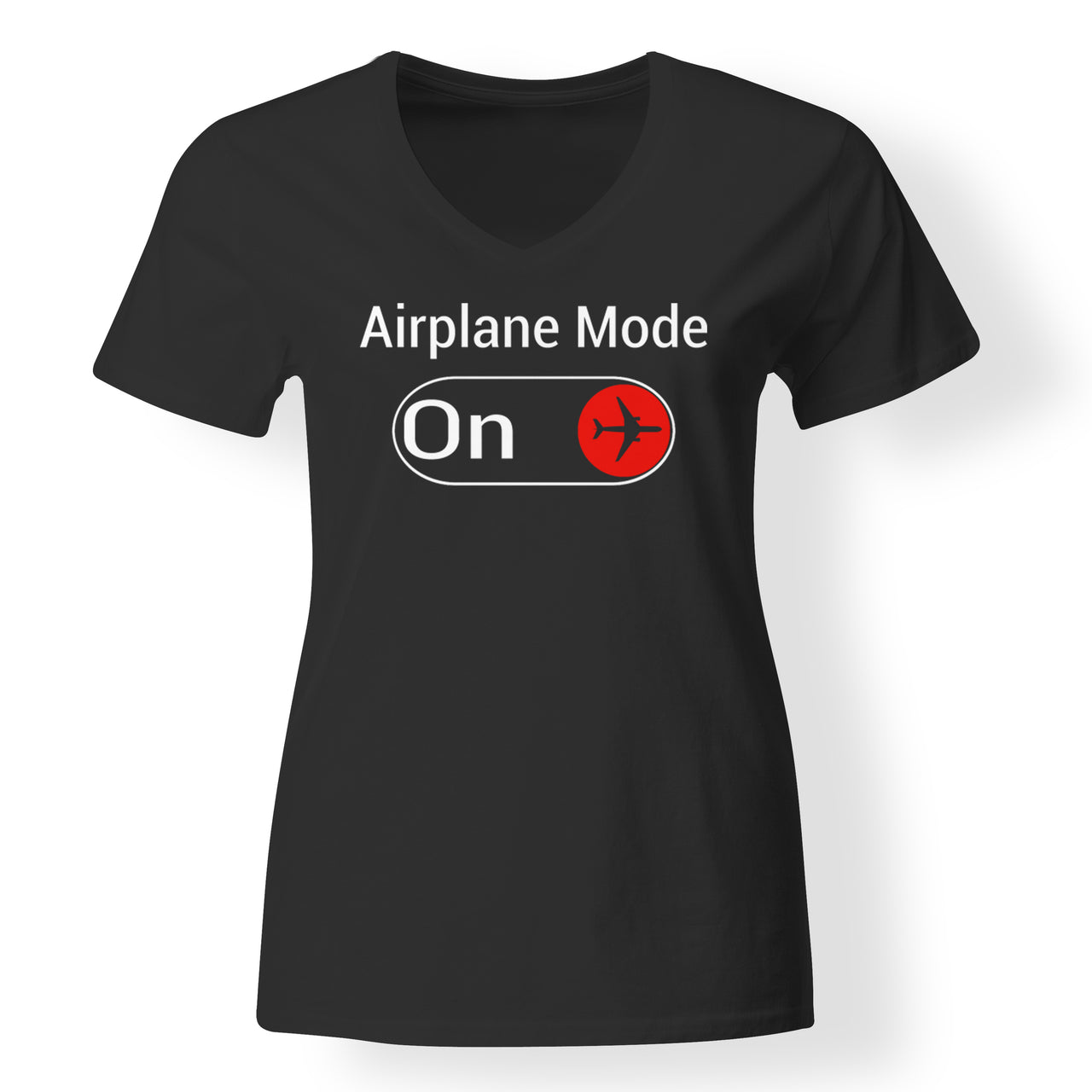 Airplane Mode On Designed V-Neck T-Shirts