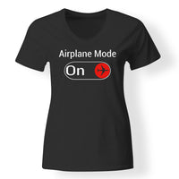 Thumbnail for Airplane Mode On Designed V-Neck T-Shirts