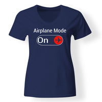 Thumbnail for Airplane Mode On Designed V-Neck T-Shirts