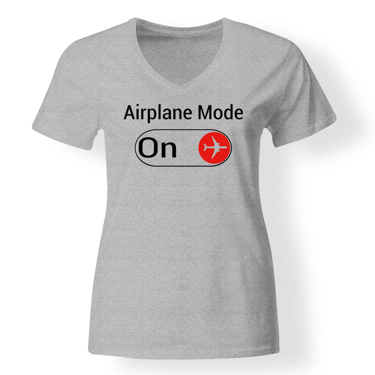 Airplane Mode On Designed V-Neck T-Shirts
