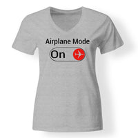 Thumbnail for Airplane Mode On Designed V-Neck T-Shirts