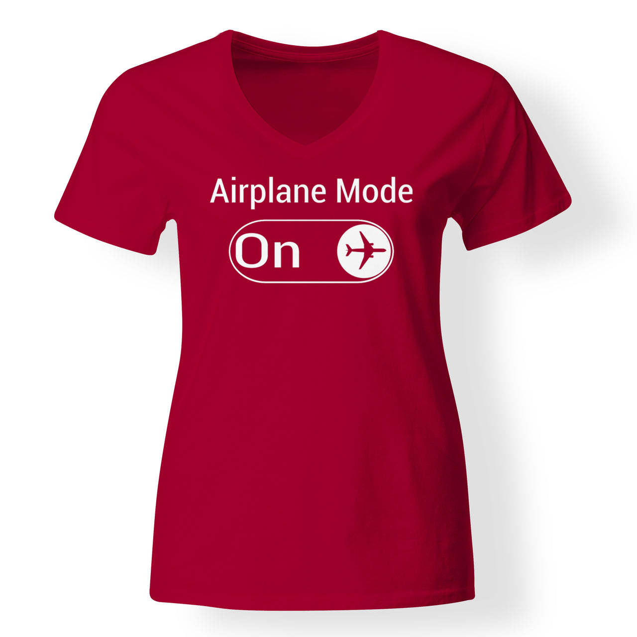Airplane Mode On Designed V-Neck T-Shirts