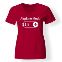Thumbnail for Airplane Mode On Designed V-Neck T-Shirts