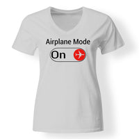 Thumbnail for Airplane Mode On Designed V-Neck T-Shirts
