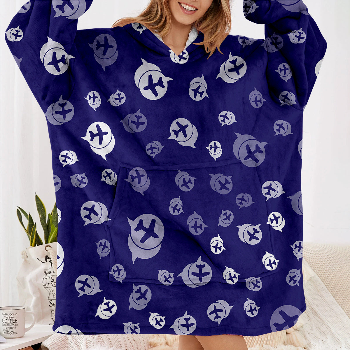 Airplane Notification Theme Designed Blanket Hoodies