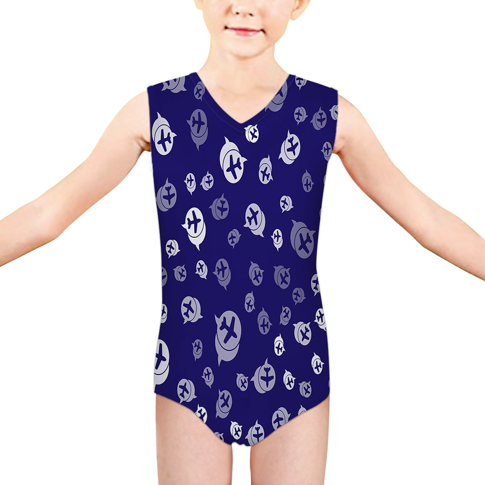 Airplane Notification Theme Designed Kids Swimsuit