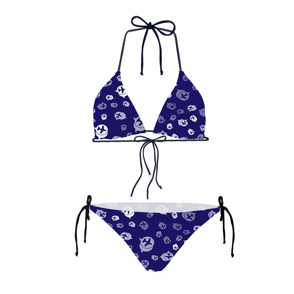 Airplane Notification Theme Designed Triangle Bikini