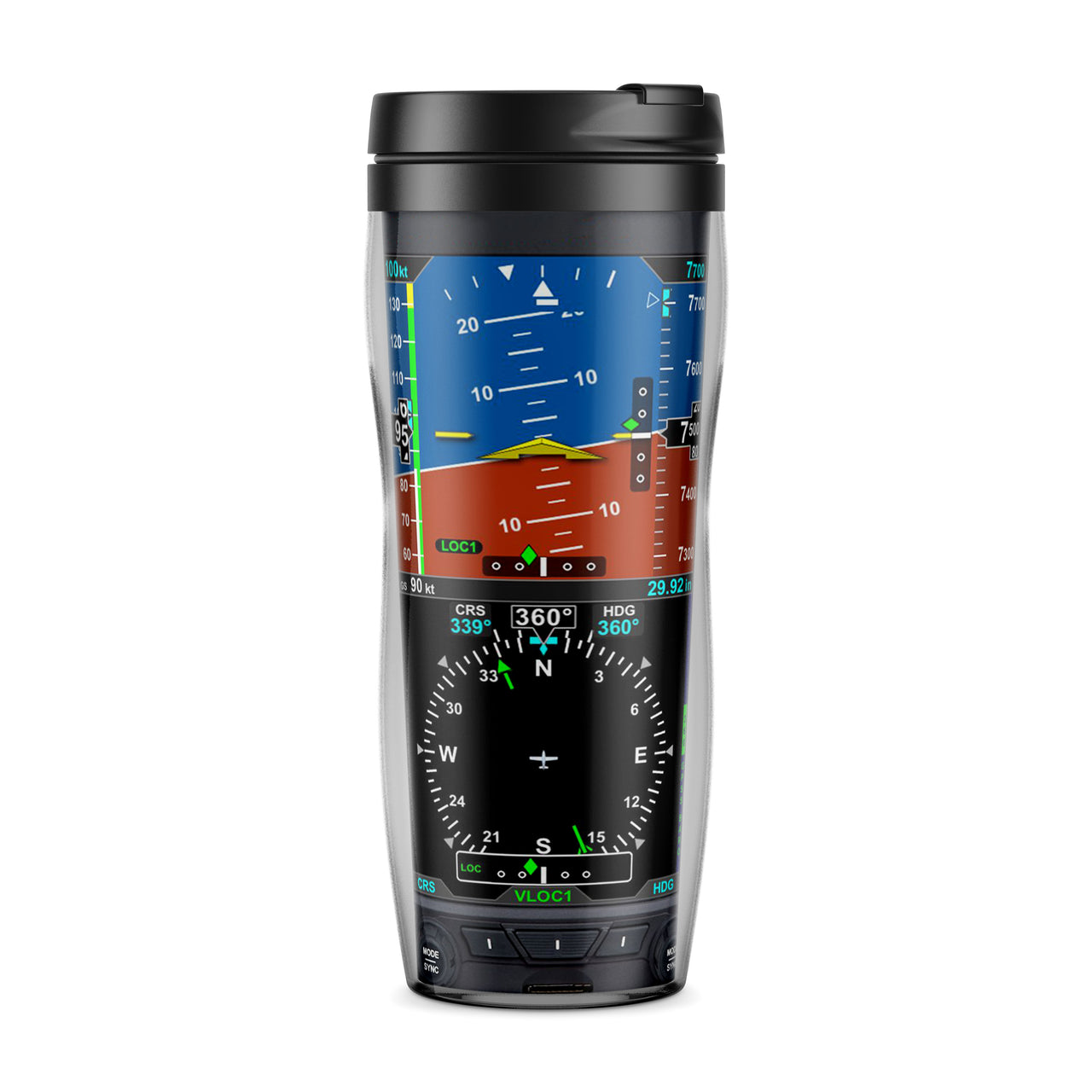 Airplane Primary Flight Display & HSI Designed Travel Mugs