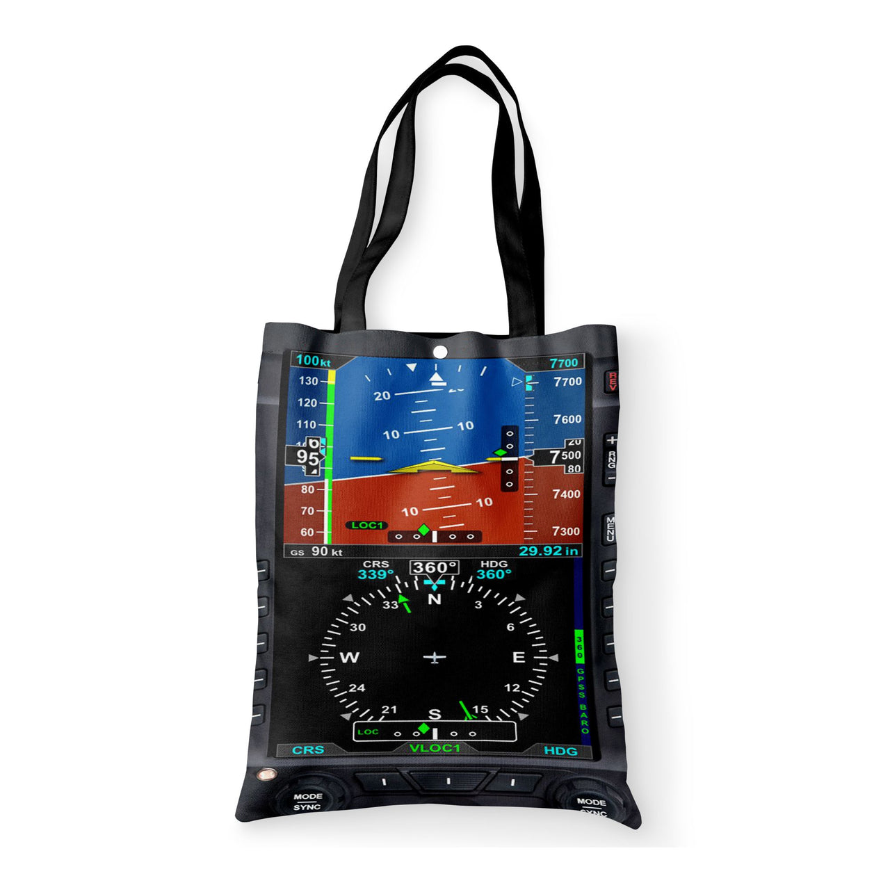 Airplane Primary Flight Display & HSI Designed Designed Tote Bags