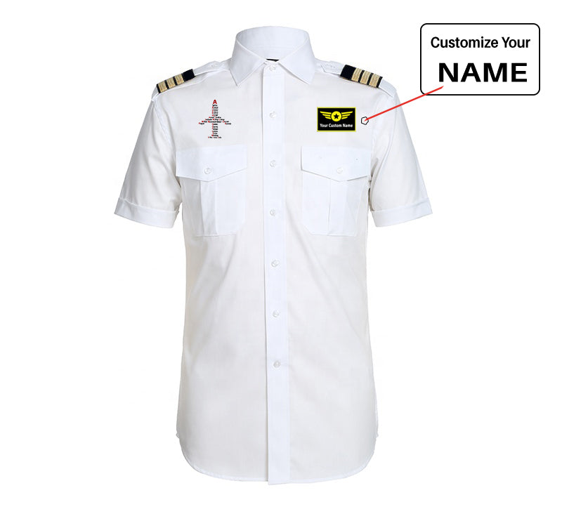 Airplane Shape Aviation Alphabet Designed Pilot Shirts