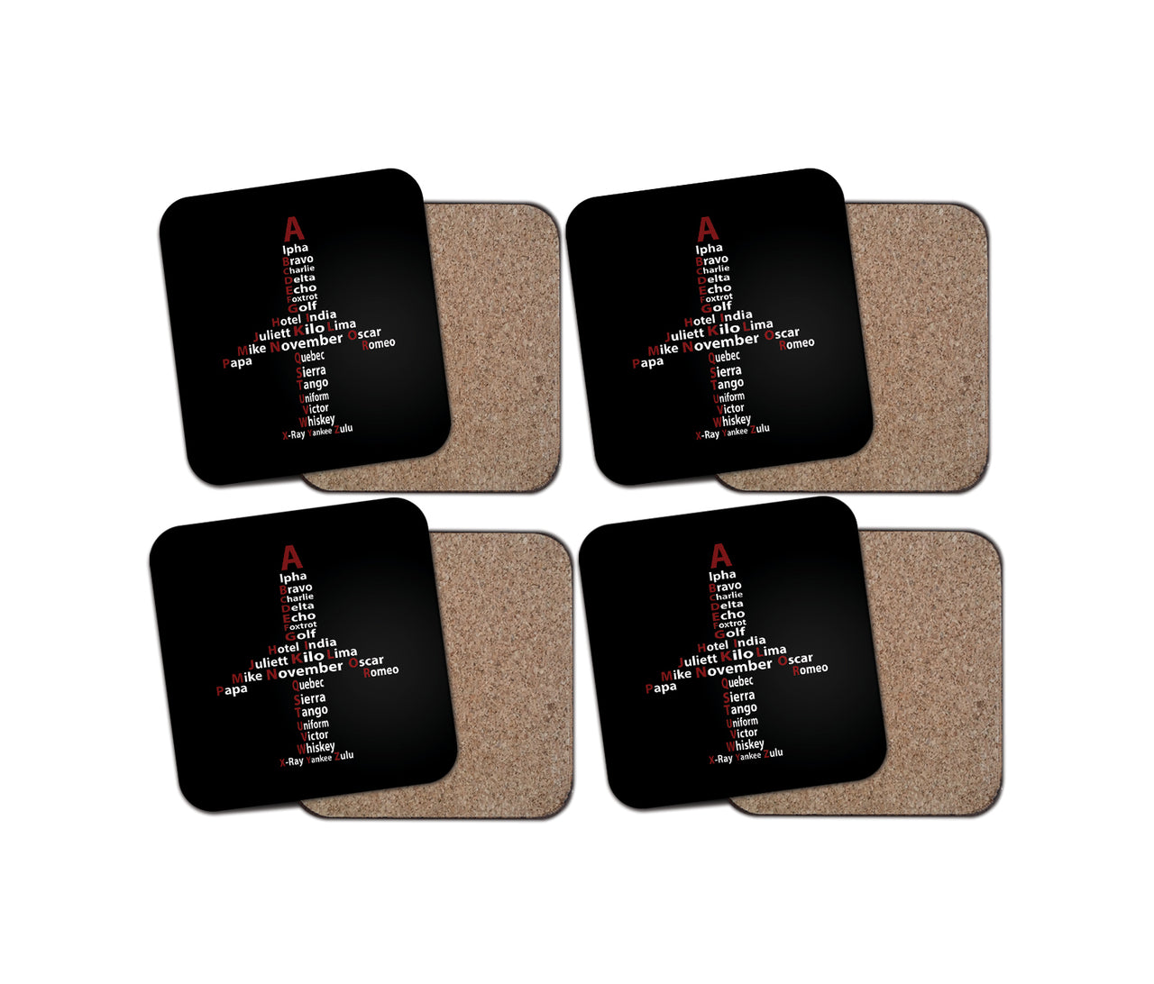 Airplane Shape Aviation Alphabet Designed Coasters