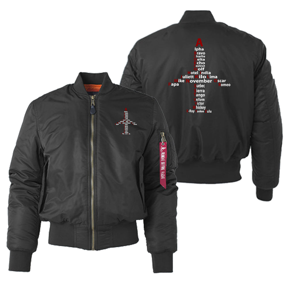 Airplane Shape Aviation Alphabet Designed "Women" Bomber Jackets