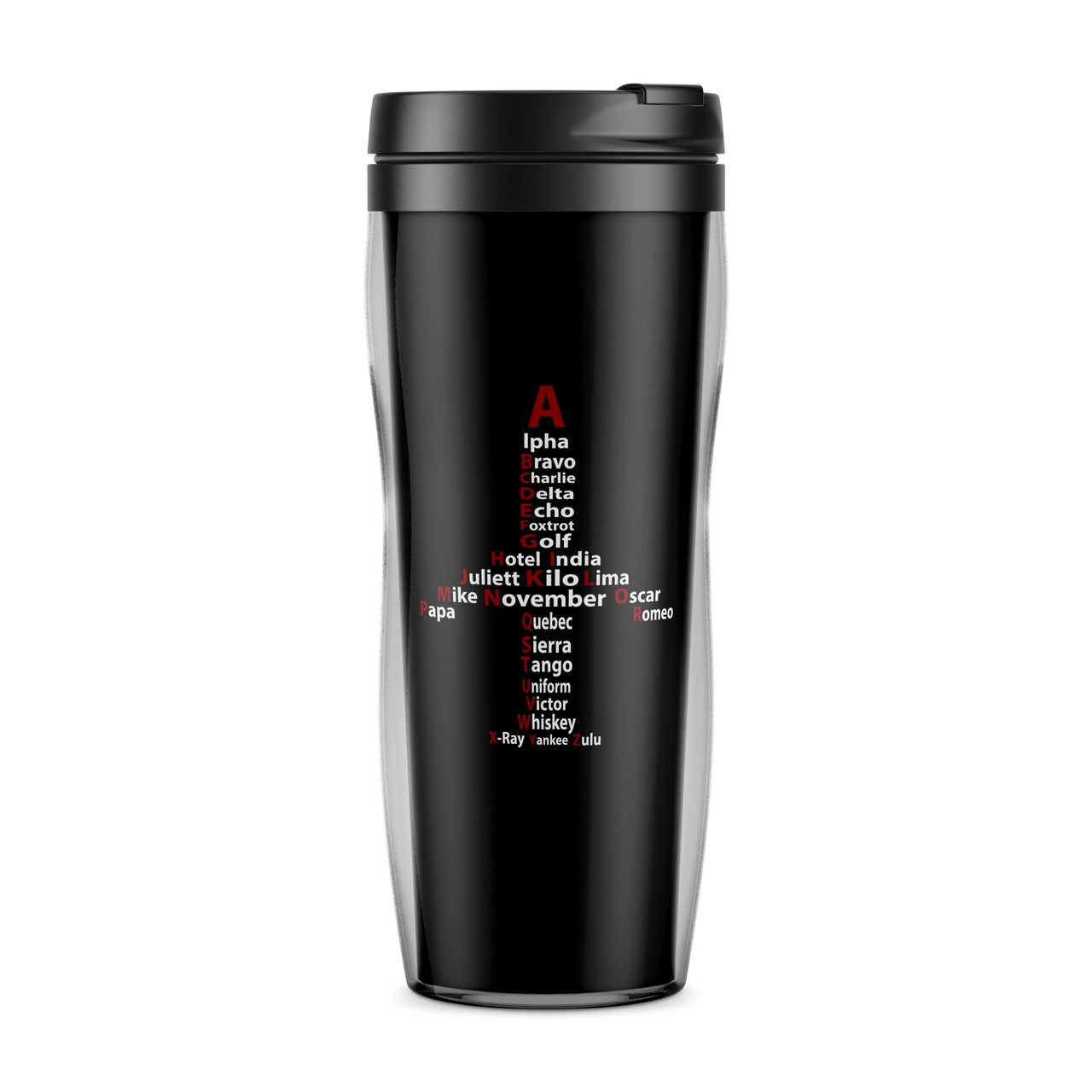 Airplane Shape Aviation Alphabet Designed Plastic Travel Mugs