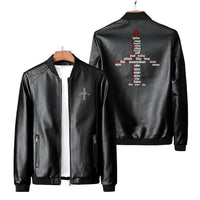 Thumbnail for Airplane Shape Aviation Alphabet Designed PU Leather Jackets