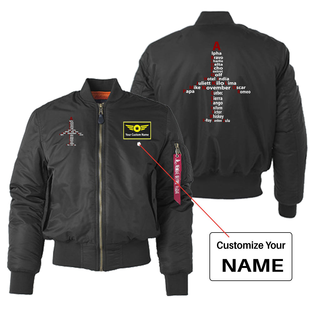 Airplane Shape Aviation Alphabet Designed "Women" Bomber Jackets