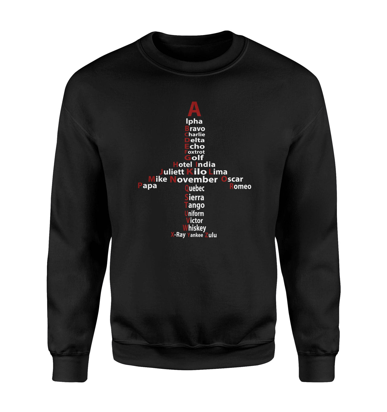 Airplane Shape Aviation Alphabet Designed Sweatshirts