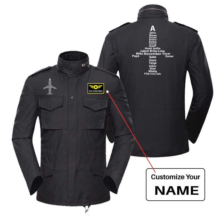 Airplane Shape Aviation Alphabet Designed Military Coats