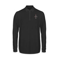 Thumbnail for Airplane Shape Aviation Alphabet Designed Long Sleeve Polo T-Shirts