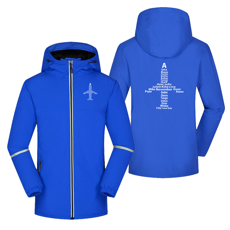 Airplane Shape Aviation Alphabet Designed Rain Coats & Jackets