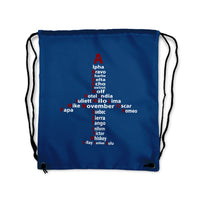 Thumbnail for Airplane Shape Aviation Alphabet Designed Drawstring Bags