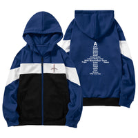 Thumbnail for Airplane Shape Aviation Alphabet Designed Colourful Zipped Hoodies
