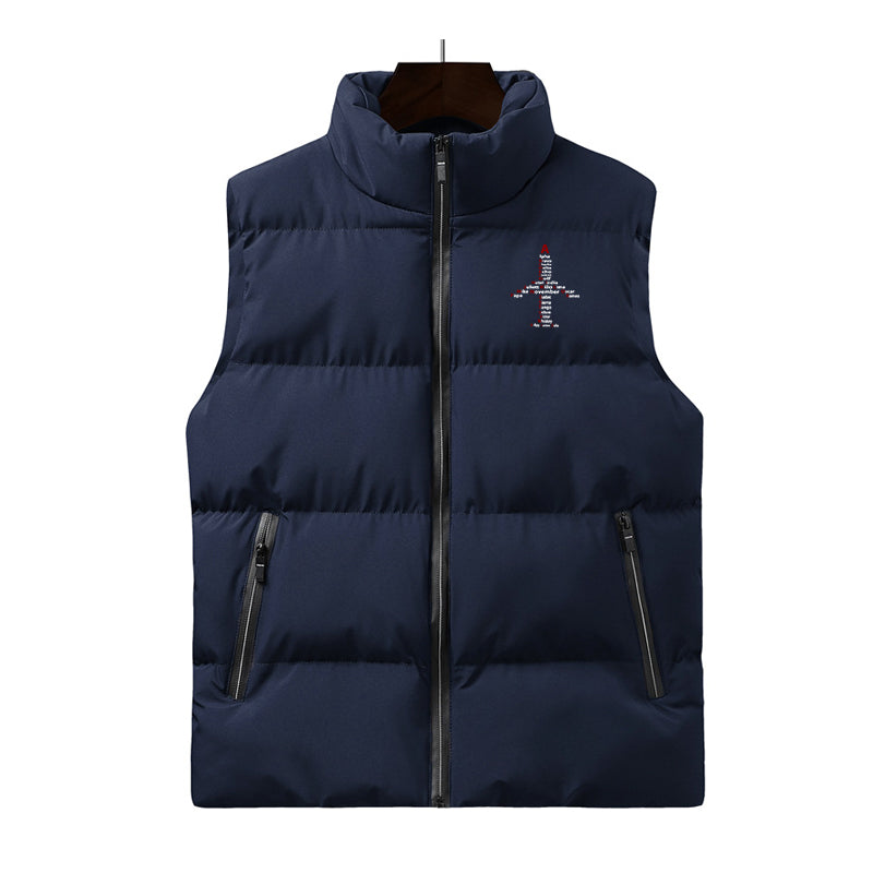 Airplane Shape Aviation Alphabet Designed Puffy Vests