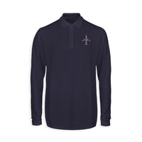 Thumbnail for Airplane Shape Aviation Alphabet Designed Long Sleeve Polo T-Shirts