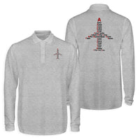 Thumbnail for Airplane Shape Aviation Alphabet Designed Long Sleeve Polo T-Shirts (Double-Side)