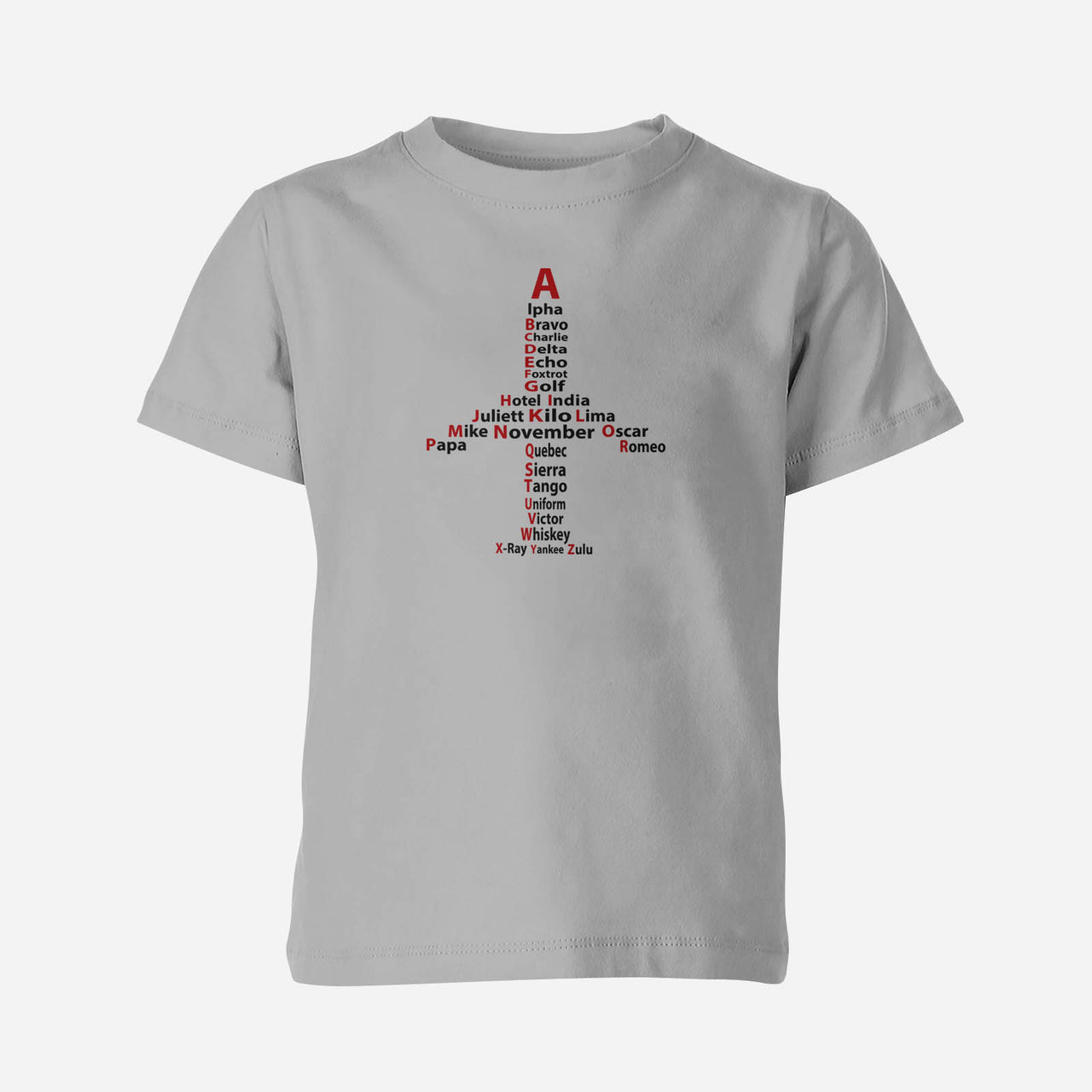 Airplane Shape Aviation Alphabet Designed Children T-Shirts