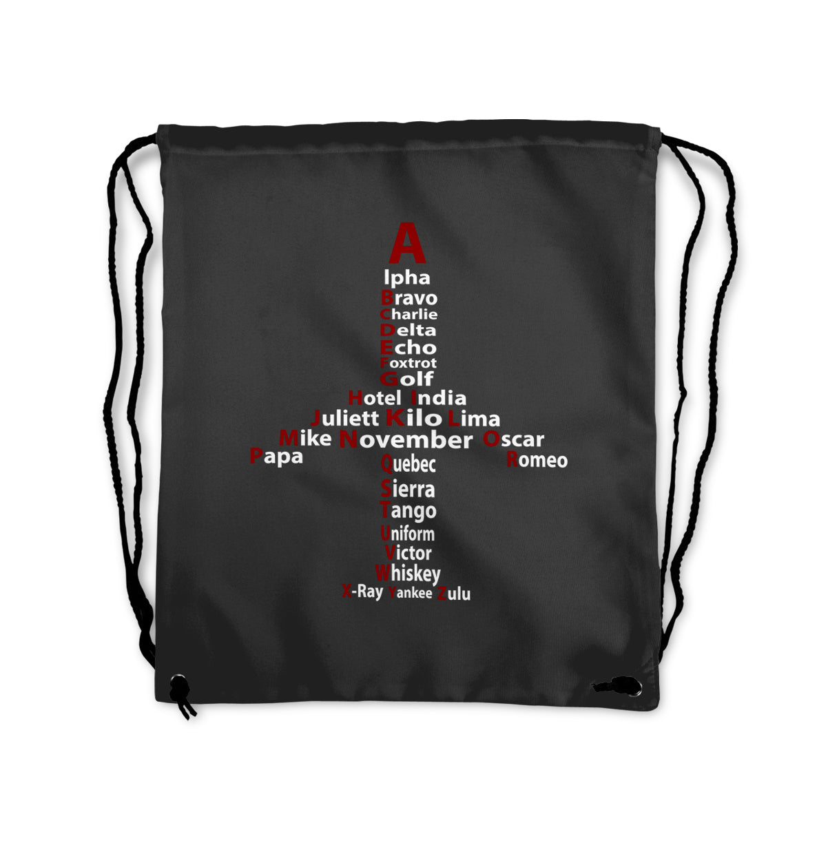 Airplane Shape Aviation Alphabet Designed Drawstring Bags