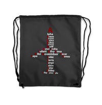 Thumbnail for Airplane Shape Aviation Alphabet Designed Drawstring Bags