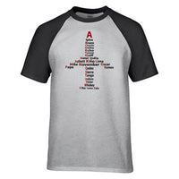 Thumbnail for Airplane Shape Aviation Alphabet Designed Raglan T-Shirts