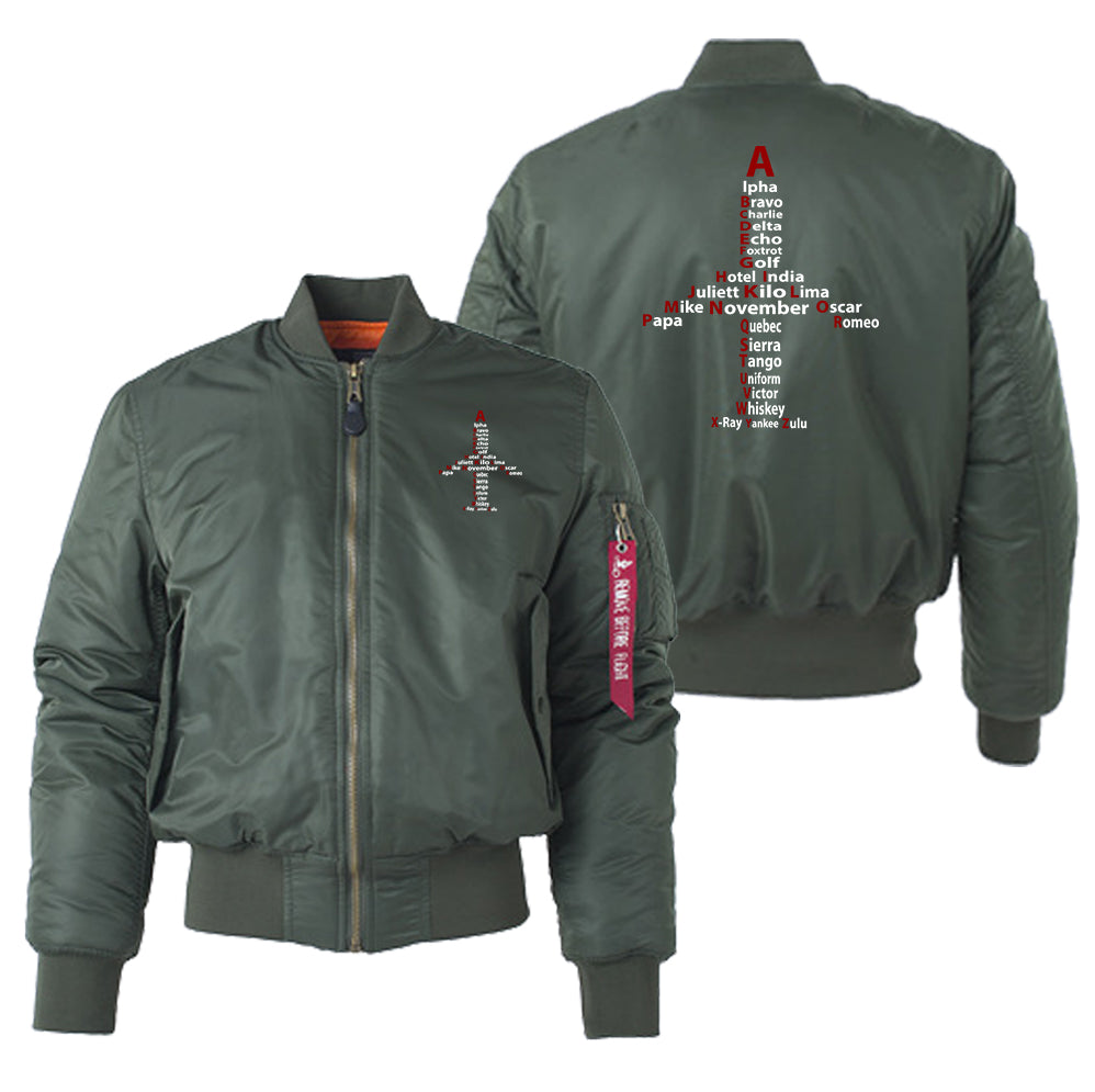 Airplane Shape Aviation Alphabet Designed "Women" Bomber Jackets