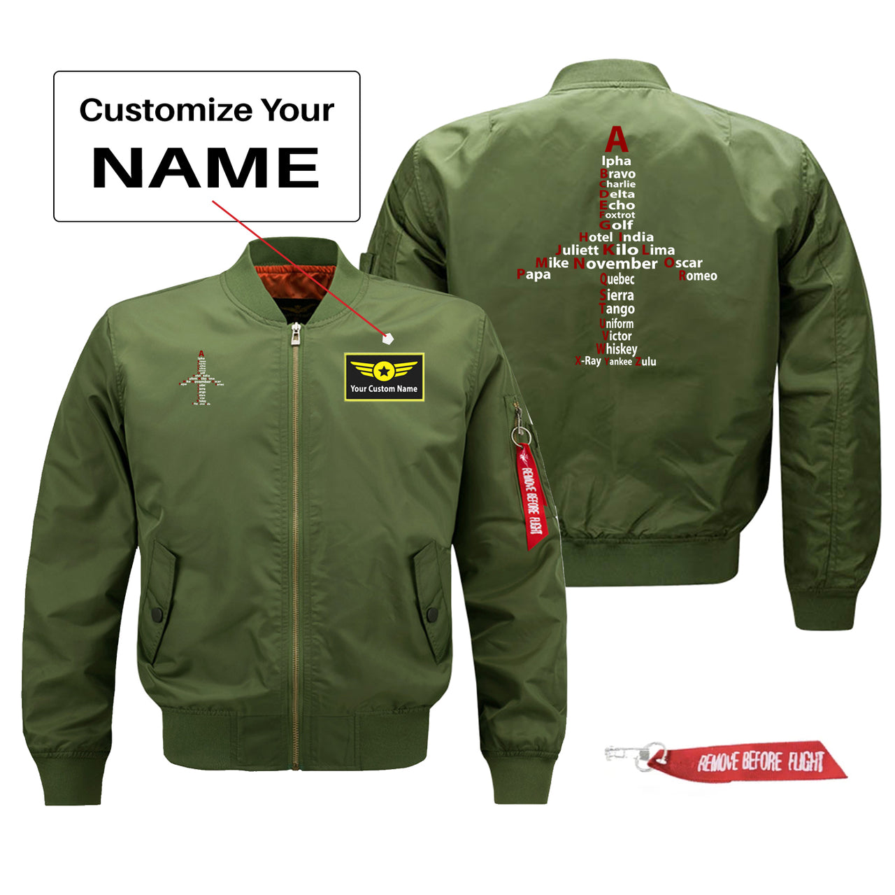 Airplane Shape Aviation Alphabet Designed Pilot Jackets (Customizable)