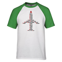 Thumbnail for Airplane Shape Aviation Alphabet Designed Raglan T-Shirts