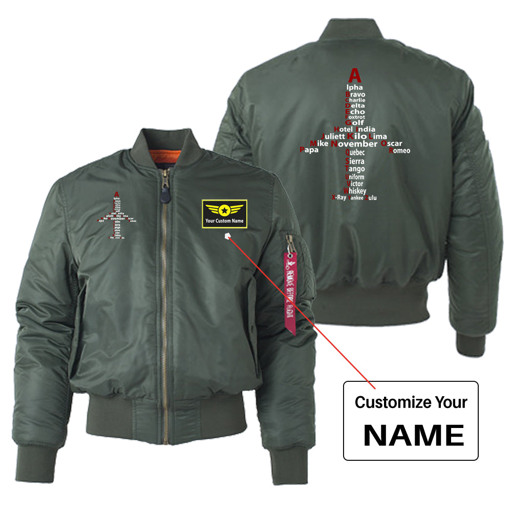 Airplane Shape Aviation Alphabet Designed "Women" Bomber Jackets