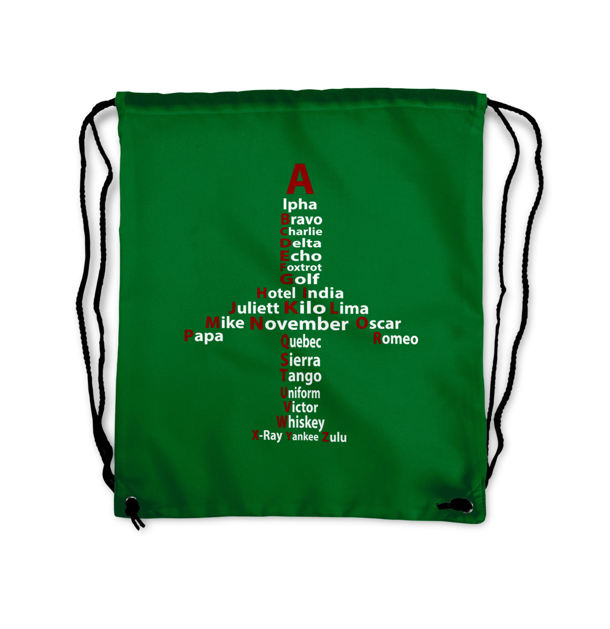 Airplane Shape Aviation Alphabet Designed Drawstring Bags