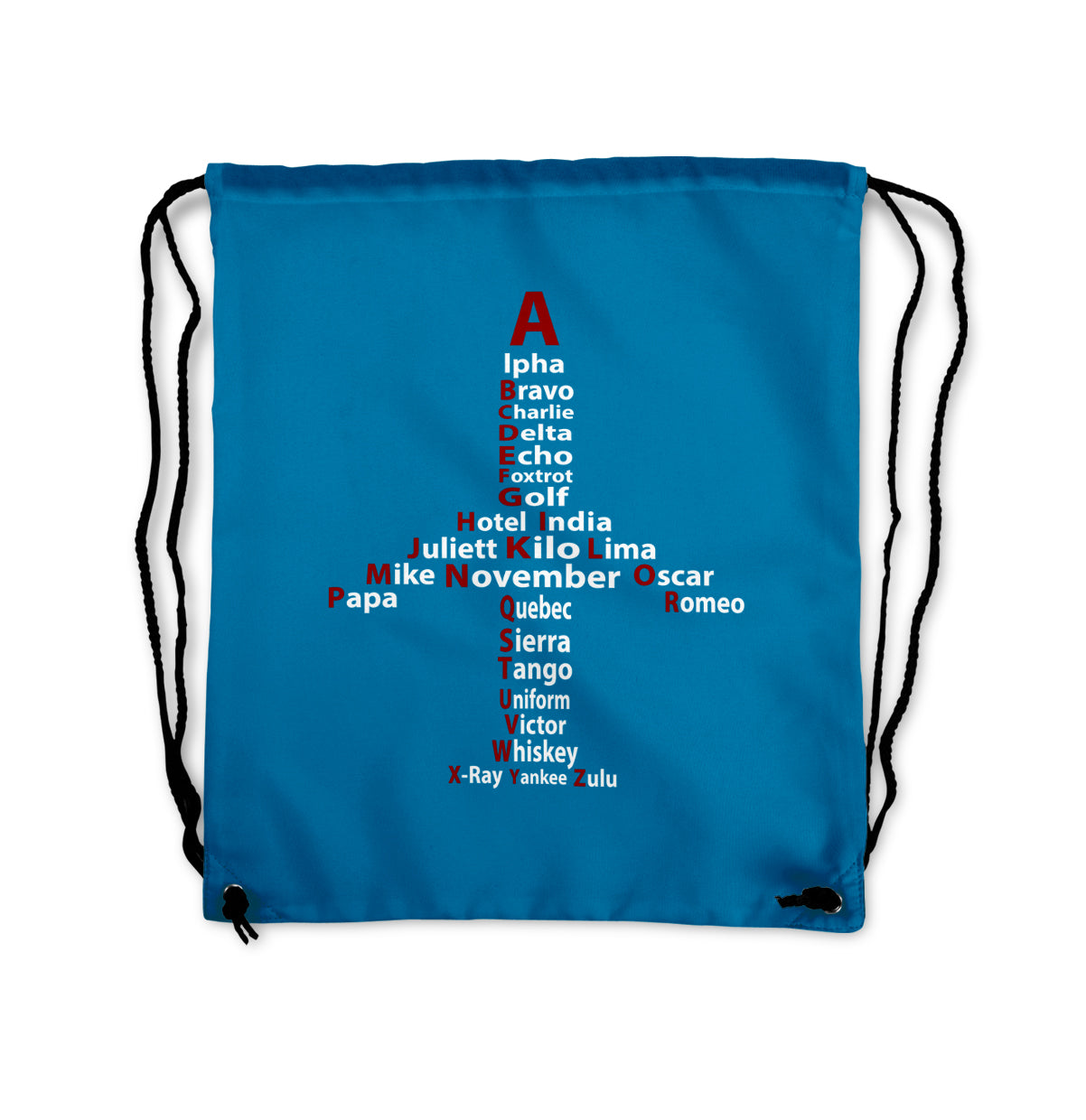 Airplane Shape Aviation Alphabet Designed Drawstring Bags