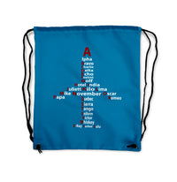Thumbnail for Airplane Shape Aviation Alphabet Designed Drawstring Bags